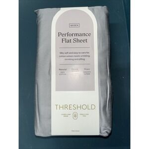 Queen 400 Thread Count Performance Flat Sheet Classic‎ Gray - Threshold: Cotton